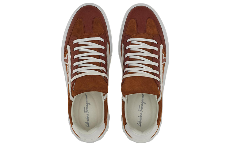 Lookbook FERRAGAMO Gepolijste Veterschoen ''Bruin Wit'' 02B726-757668
