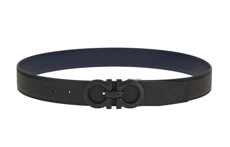 Ferragamo Reversible  Leather Belt Black/Navy 3.5cm 67A161-759035