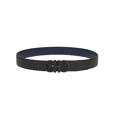 Ferragamo Reversible Leather Belt Black/Navy 3.5cm 67A161-759035