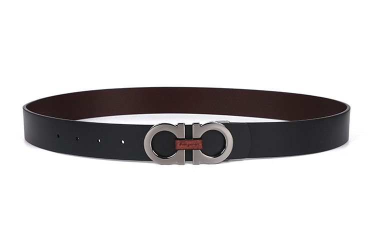 Ferragamo Reversible Black/Brown Bovine Leather Belt, 3.4CM Width 678783-0476363