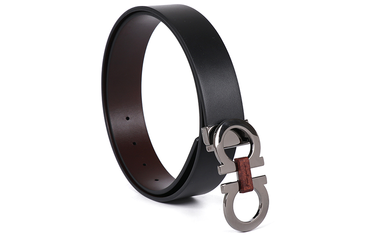 Purchase Ferragamo Reversible Black/Brown Bovine Leather Belt, 3.4CM Width 678783-0476363