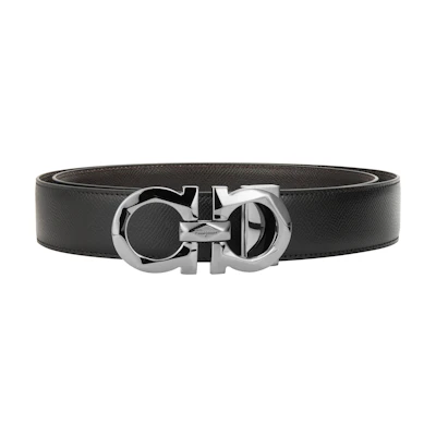 FERRAGAMO Reversible Gancini Black Leather Belt 3.5cm 67A161-725421