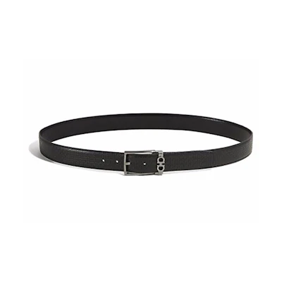 Ferragamo Reversible Gancini Calfskin Leather Belt Black 3.5cm 67A037-718382