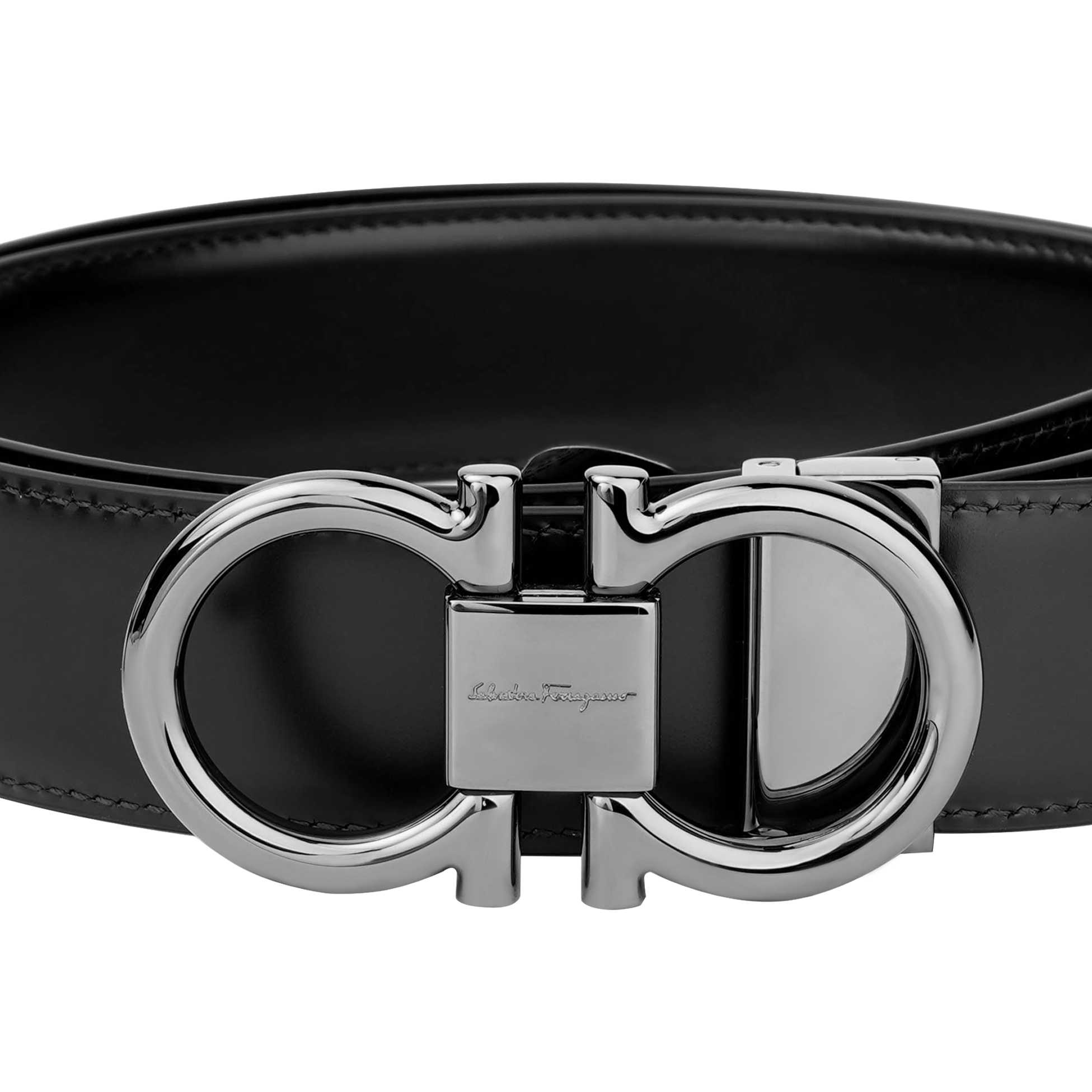 Purchase Ferragamo可翻转皮带，古铜扣，黑色/胡桃木色，宽3.5cm 679938-0694531