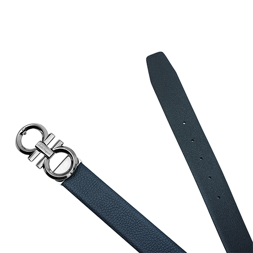 Ferragamo Reversible Leather Belt, Black/Blue, 3.5cm Width 679939-0735908 圖 5