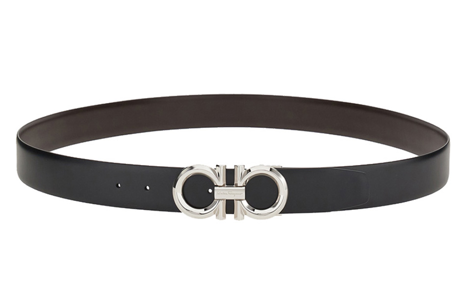 Ferragamo Reversible Leather Belt, Black/Walnut, 3.5cm 679939-0694743