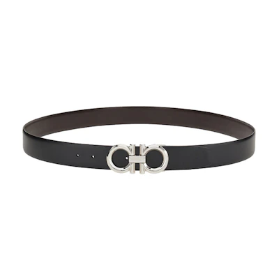 Ferragamo Reversible Leather Belt, Black/Walnut, 3.5cm 679939-0694743
