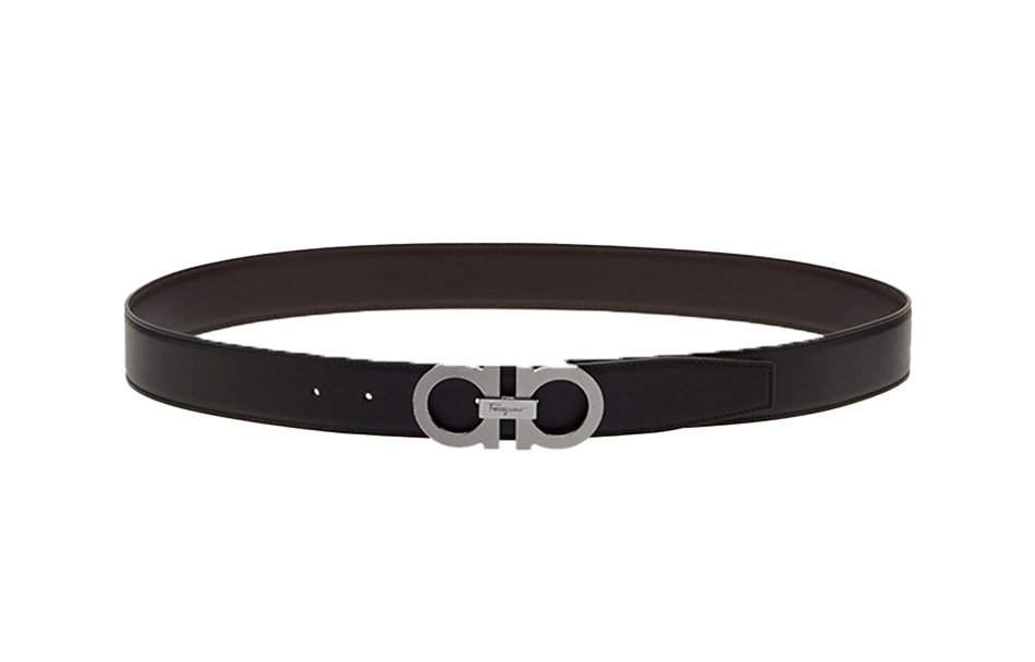 Ferragamo Reversible Leather Belt, Black/Walnut, 3.5cm Width 67A163-0725428 圖 3