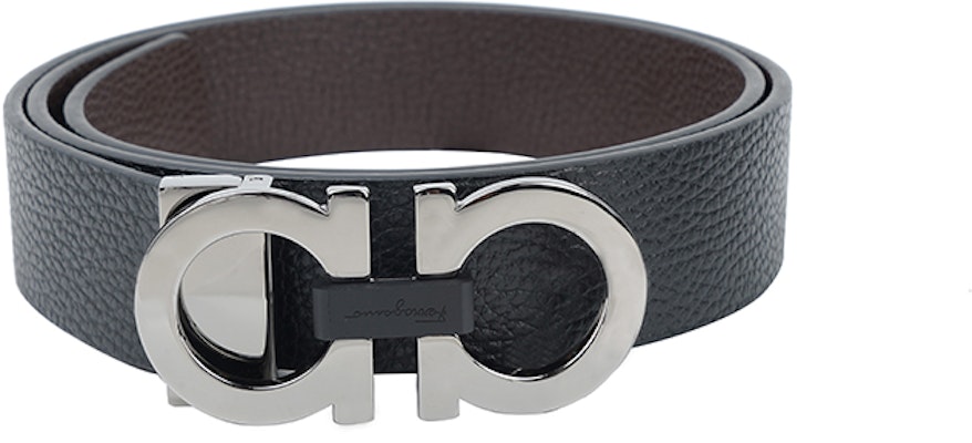 Ferragamo Tali Pinggang Kulit Boleh Balik, Hitam/Walnut, Lebar 3.5cm 678783-0476361 Details for Ferragamo Tali Pinggang Kulit Boleh Balik, Hitam/Walnut, Lebar 3.5cm 678783-0476361