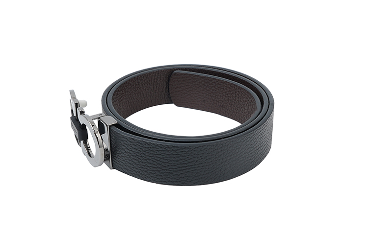 Sizing Ferragamo Tali Pinggang Kulit Boleh Balik, Hitam/Walnut, Lebar 3.5cm 678783-0476361