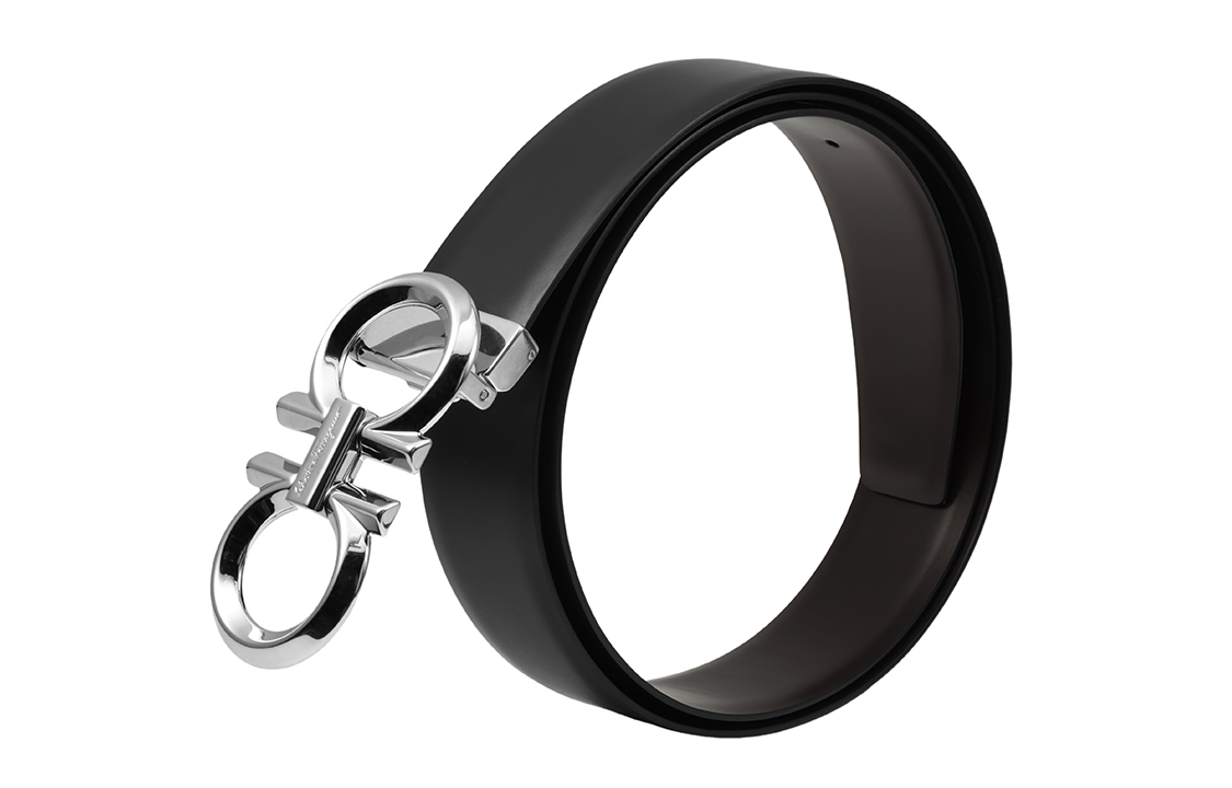 Sizing Ferragamo 双面皮带, 黑色/胡桃色, 3.5厘米 679939-0694743