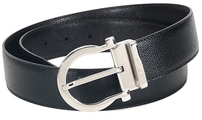 Cinturón reversible Ferragamo de cuero, hebilla de pin, negro/marrón, 3.5cm 679781-0675140 Lookbook Cinturón reversible Ferragamo de cuero, hebilla de pin, negro/marrón, 3.5cm 679781-0675140