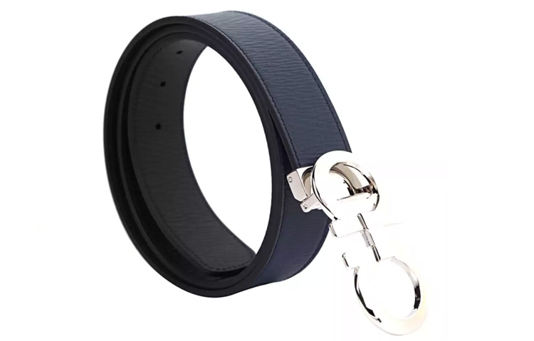 Ferragamo Reversible Leather Belt Black/Blue, 3.5cm Wide 675542-0694426 圖 4