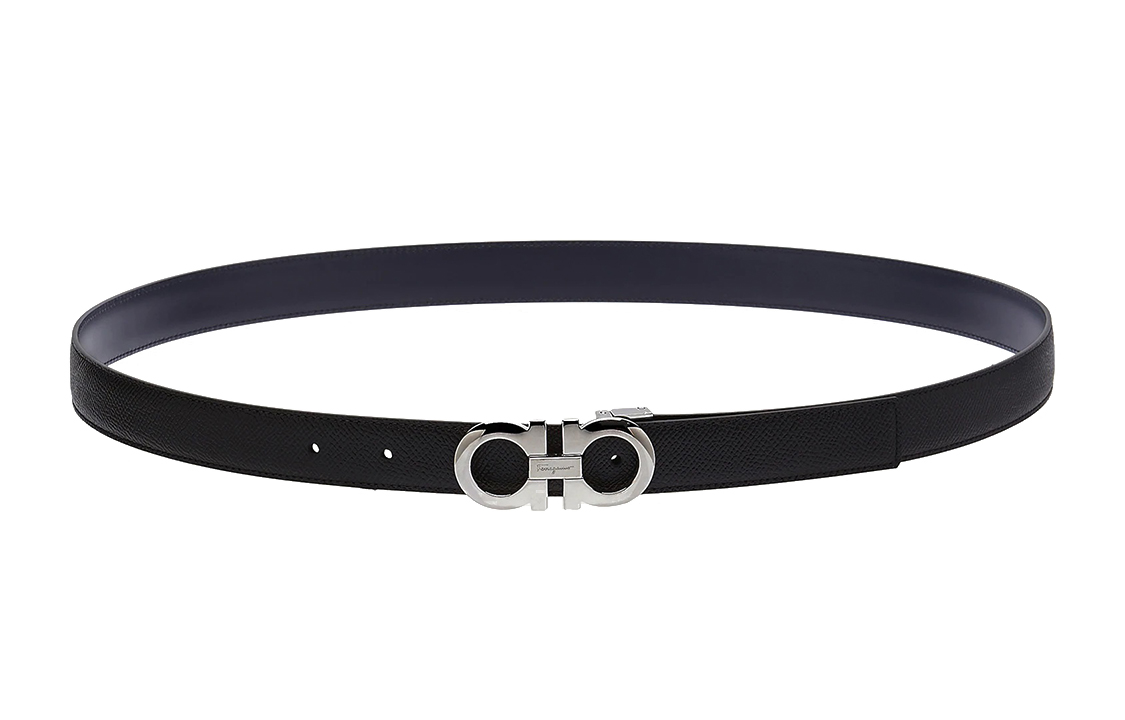 Lookbook FERRAGAMO 可翻转皮带 黑色/蓝色 可调节扣 2.5厘米. 670070-746327