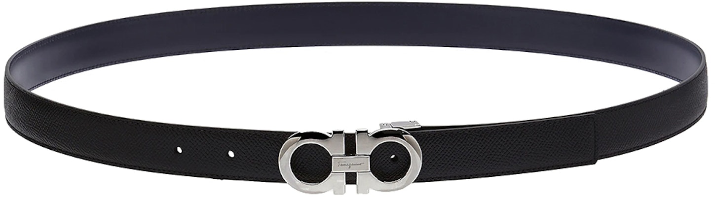 FERRAGAMO 可翻转皮带 黑色/蓝色 可调节扣 2.5厘米. 670070-746327 Lookbook FERRAGAMO 可翻转皮带 黑色/蓝色 可调节扣 2.5厘米. 670070-746327