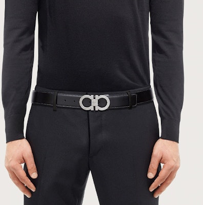 FERRAGAMO Cinturón Reversible de Cuero Negro/Marrón 3.5CM Hebilla Plateada. 644557-679535 Purchase FERRAGAMO Cinturón Reversible de Cuero Negro/Marrón 3.5CM Hebilla Plateada. 644557-679535