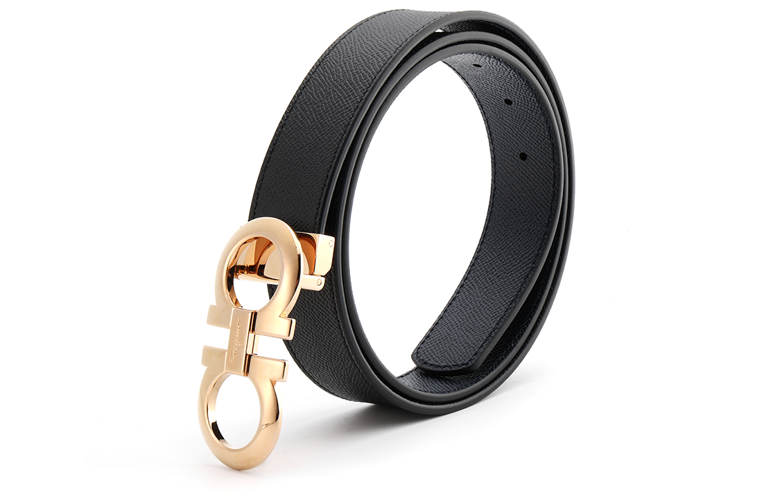 Lookbook Ferragamo Reversible Leather Belt with Buckle, 3.5cm Wide 675542-0714423