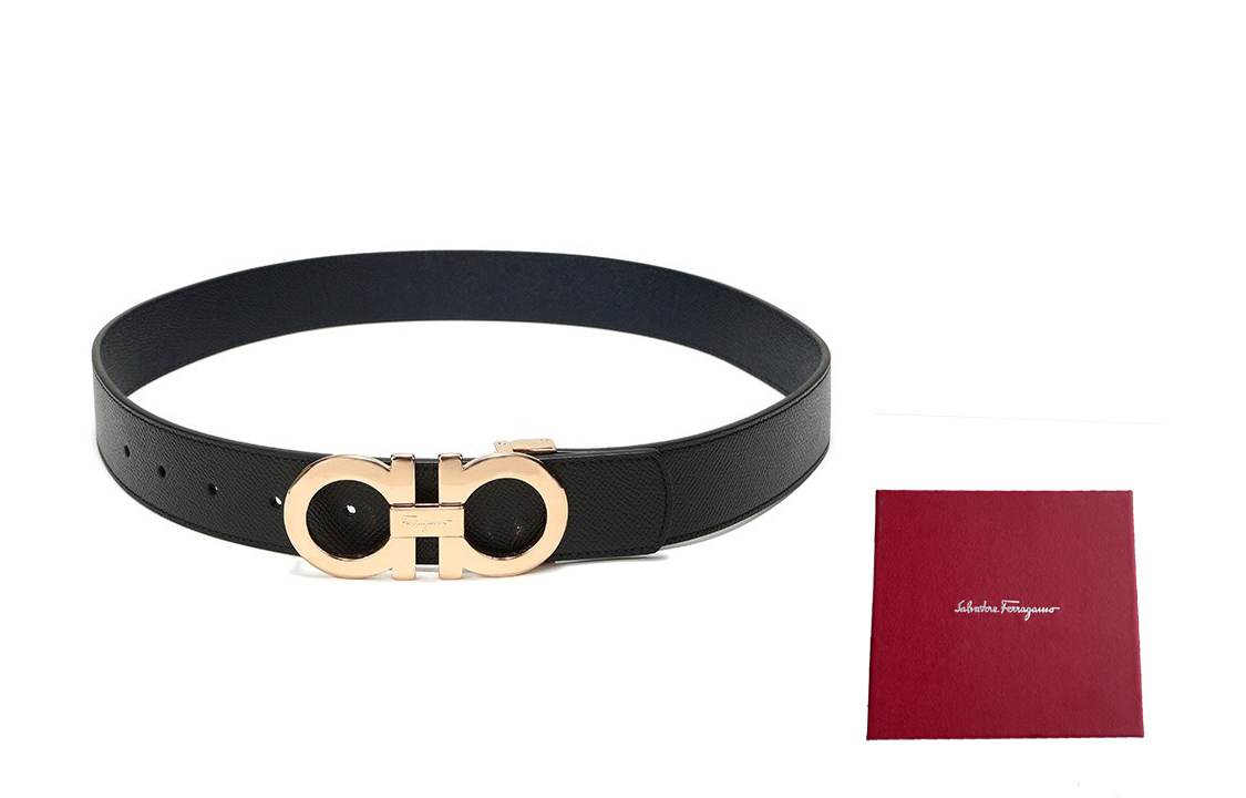 Shop Ferragamo Reversible Leather Belt with Buckle, 3.5cm Wide 675542-0714423