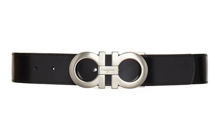 Ferragamo Reversible Leather Belt with Silver Buckle, 3.5cm Wide 675542-0312615