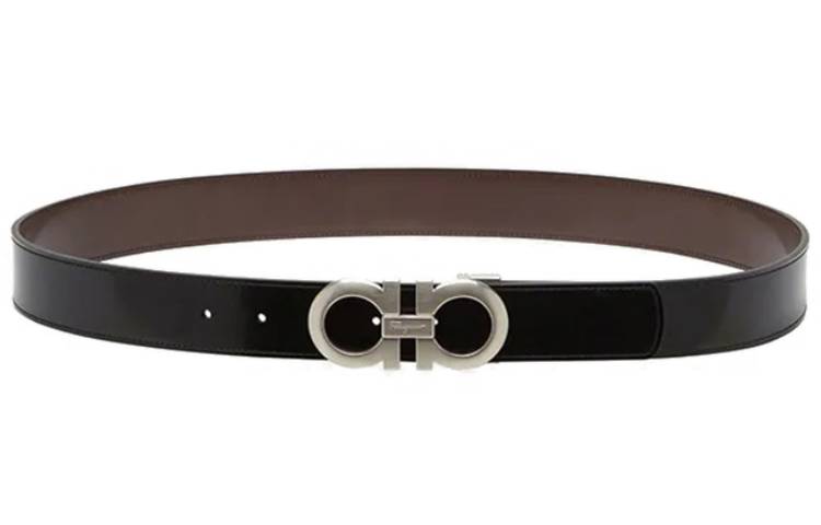 Ferragamo Reversible Leather Belt with Silver Buckle, 3.5cm Wide 675542-0312615 圖 3