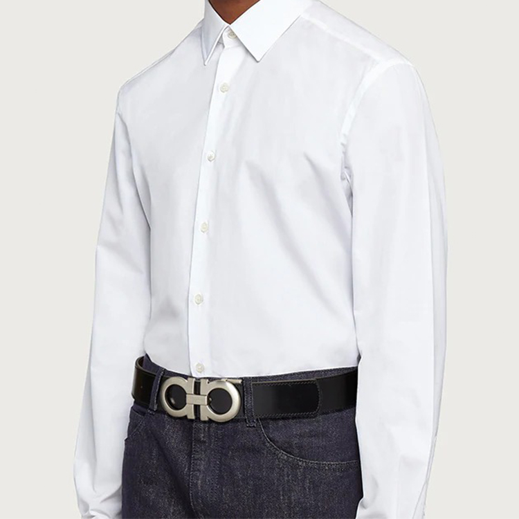 Ferragamo Reversible Leather Belt with Silver Buckle, 3.5cm Wide 675542-0312615 圖 5