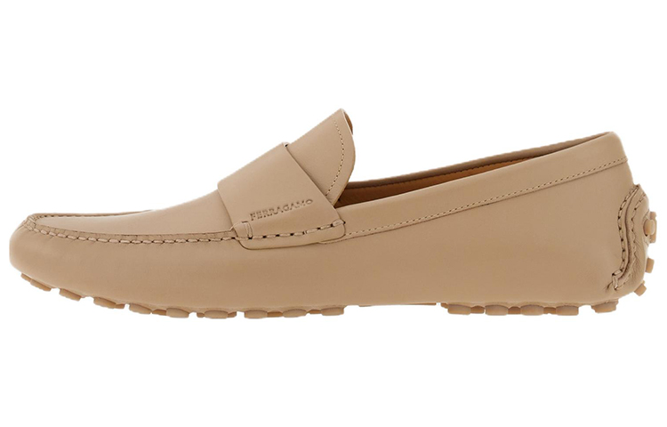 FERRAGAMO Saddle Loafers Beige Casual Slip-On Leather Shoes 021453 761125