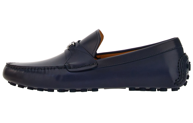 FERRAGAMO Salvatore Gancini 'Blue Pebbled Buckle Loafer'