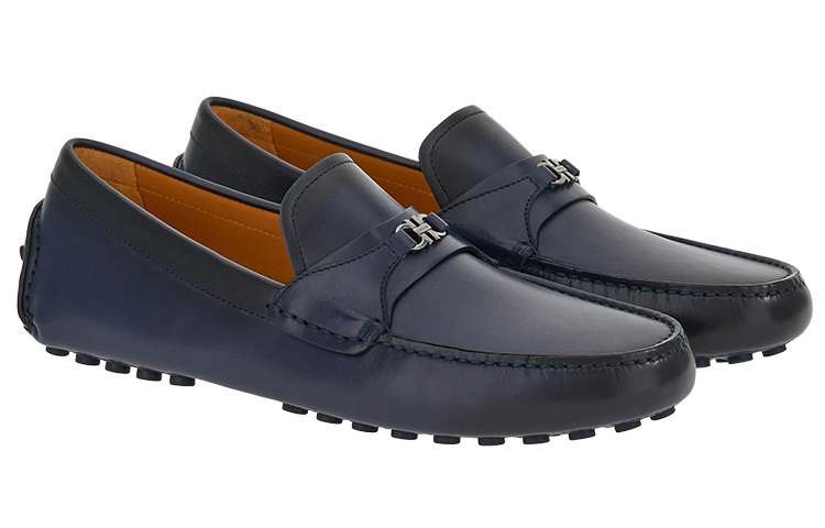 FERRAGAMO Salvatore Gancini 'Blue Pebbled Buckle Loafer' 圖 2