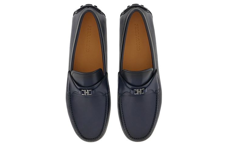 FERRAGAMO Salvatore Gancini 'Blue Pebbled Buckle Loafer' 圖 3