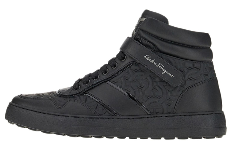 FERRAGAMO Salvatore Gancini High-Top 'Black Leather' 020856-754083