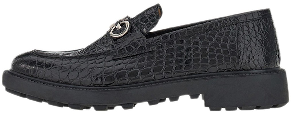 Buy FERRAGAMO Salvatore Gancini Loafer 'Black Croc Print' 021141