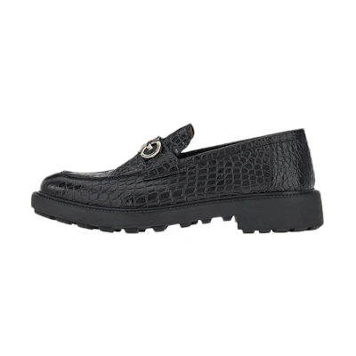 FERRAGAMO Salvatore Gancini Loafer 'Black Croc Print'