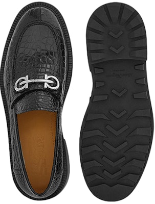 FERRAGAMO Salvatore Gancini Loafer 'Cetakan Kulit Buaya Hitam' 021141-758382 Purchase FERRAGAMO Salvatore Gancini Loafer 'Cetakan Kulit Buaya Hitam' 021141-758382
