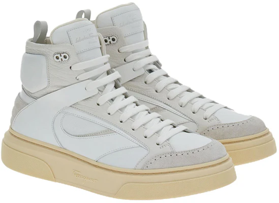FERRAGAMO Salvatore Baskets Montantes à Lacets ''Blanc Gris'' 021270-762715 Order FERRAGAMO Salvatore Baskets Montantes à Lacets ''Blanc Gris'' 021270-762715