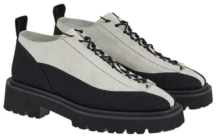 FERRAGAMO Salvatore Leather Fabric Sneakers 'Black and White Patchwork' 圖 2