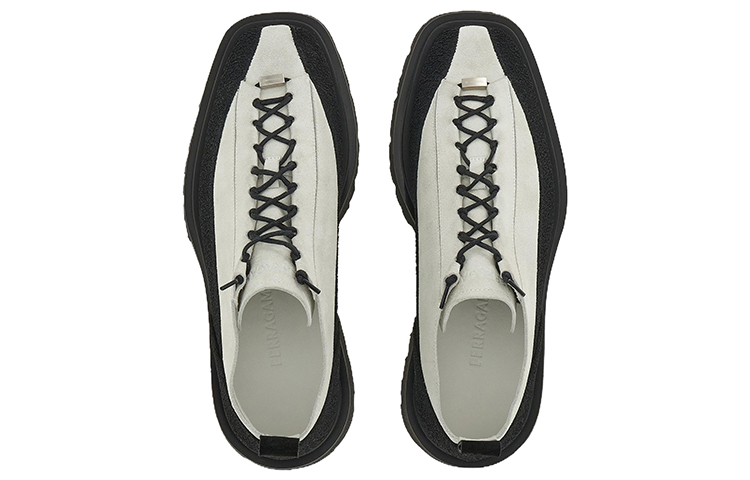 FERRAGAMO Salvatore Leather Fabric Sneakers 'Black and White Patchwork' 圖 3