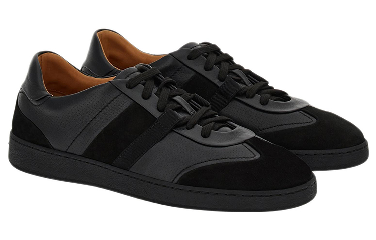 Order FERRAGAMO Salvatore Leren Lage Sneakers Veters ''Zwart Mode'' 021178-759230