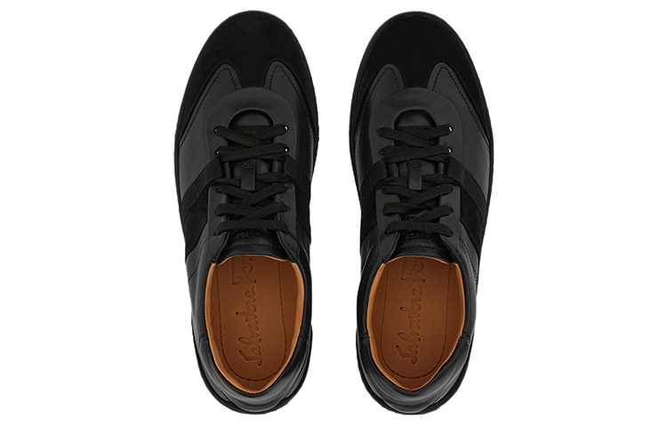 Lookbook FERRAGAMO Salvatore Leren Lage Sneakers Veters ''Zwart Mode'' 021178-759230