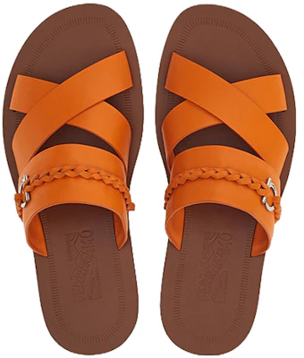FERRAGAMO Salvatore Leren Gevlochten Peep-Toe Platte Sandalen ''Oranje'' 021099-758299 Lookbook FERRAGAMO Salvatore Leren Gevlochten Peep-Toe Platte Sandalen ''Oranje'' 021099-758299