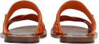 Shop FERRAGAMO Salvatore Leren Gevlochten Peep-Toe Platte Sandalen ''Oranje'' 021099-758299