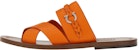 FERRAGAMO Salvatore Leather Woven Peep-Toe Flat Sandal 'Orange' 021099-758299