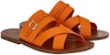 FERRAGAMO Salvatore Leather Woven Peep-Toe Flat Sandal 'Orange' 021099-758299
