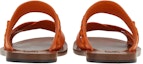 Shop FERRAGAMO Salvatore Leather Woven Peep-Toe Flat Sandal 'Orange' 021099-758299