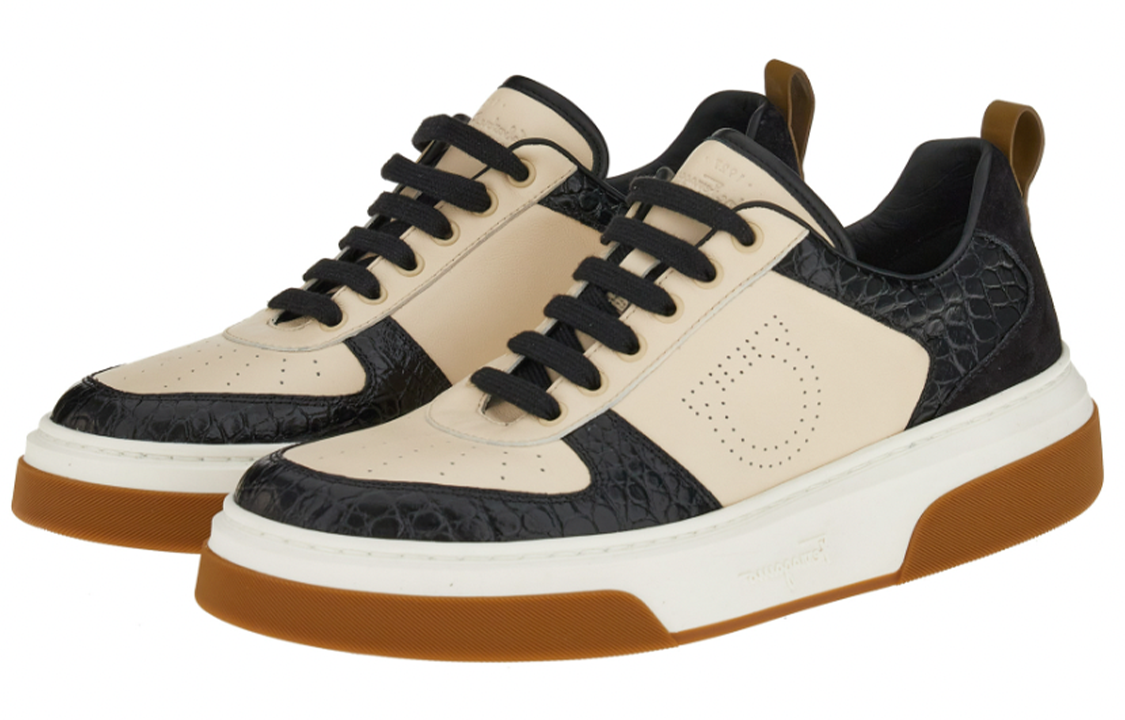 FERRAGAMO Salvatore Low-Top Lace-Up 'Color Block Black' 圖 4