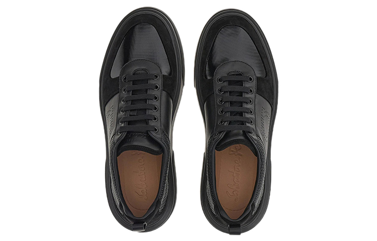 FERRAGAMO Salvatore Low-Top Lace-Up Sneaker 'Black Leather' 圖 3