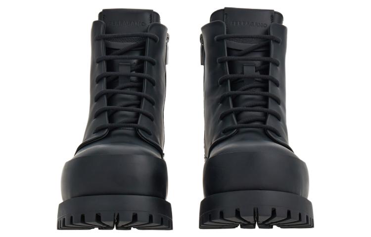 Shop FERRAGAMO Salvatore Rond Neus Veterschoenen ''Zwart Leder'' 021984-766278