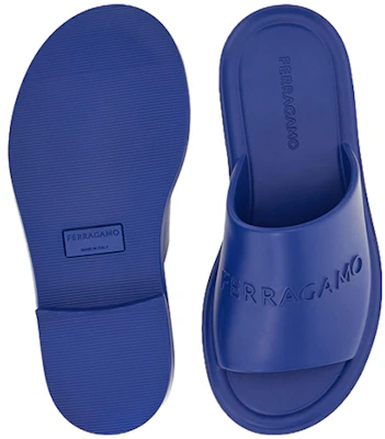 FERRAGAMO Salvatore Gummi-Open-Toe-Flachsandalen ''Blau'' 021678-763221 Purchase FERRAGAMO Salvatore Gummi-Open-Toe-Flachsandalen ''Blau'' 021678-763221