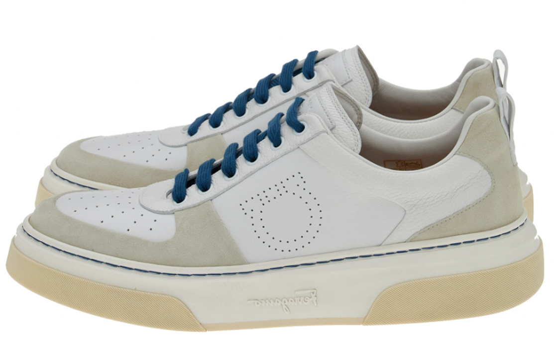 Shop 페라가모 살바토레 가죽  épais 끈 운동화 '그레이' 021171-758147