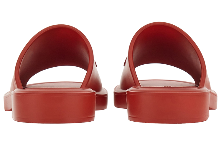 Shop 페라가모 레드 와이드 스트랩 오픈토 슬라이드 021678-763219