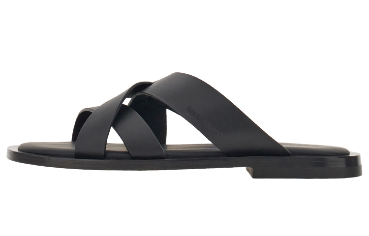 FERRAGAMO Salvatore Woven Crossover Lace Slide 'Black' 021718-763262